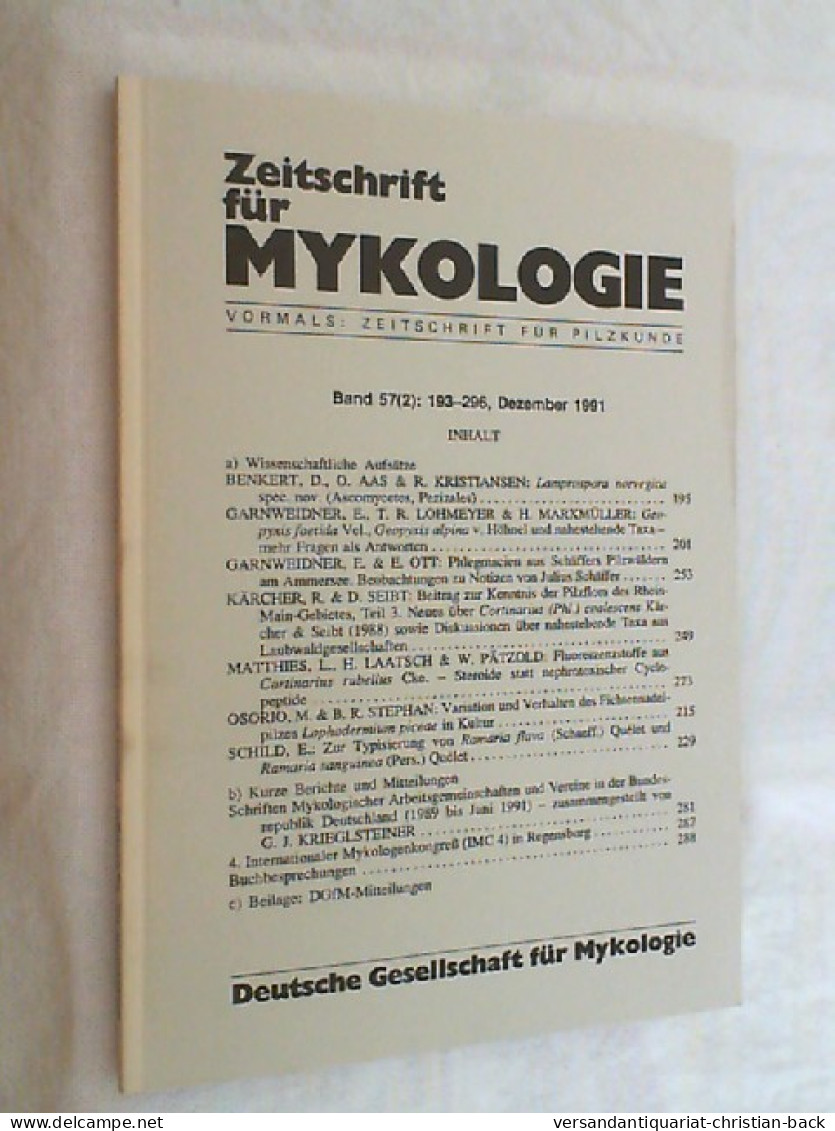 Zeitschrift Für Mykologie ; Band 57(2) - 1991 - Sonstige & Ohne Zuordnung