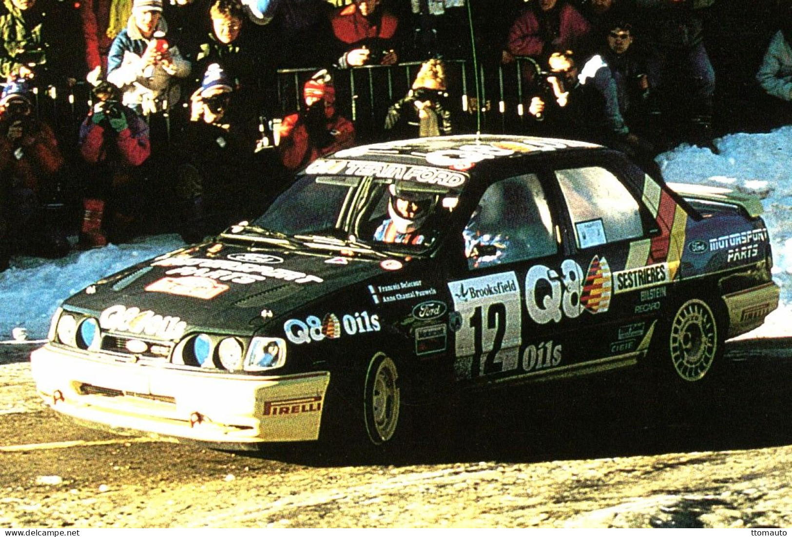 Ford Sierra Cosworth 4x4 - Rallye Monte-Carlo 1991 - Pilotes: Francois Delacour/Anne-Chantal Pauwels - 15 X 10 Cms PHOTO - Rallyes