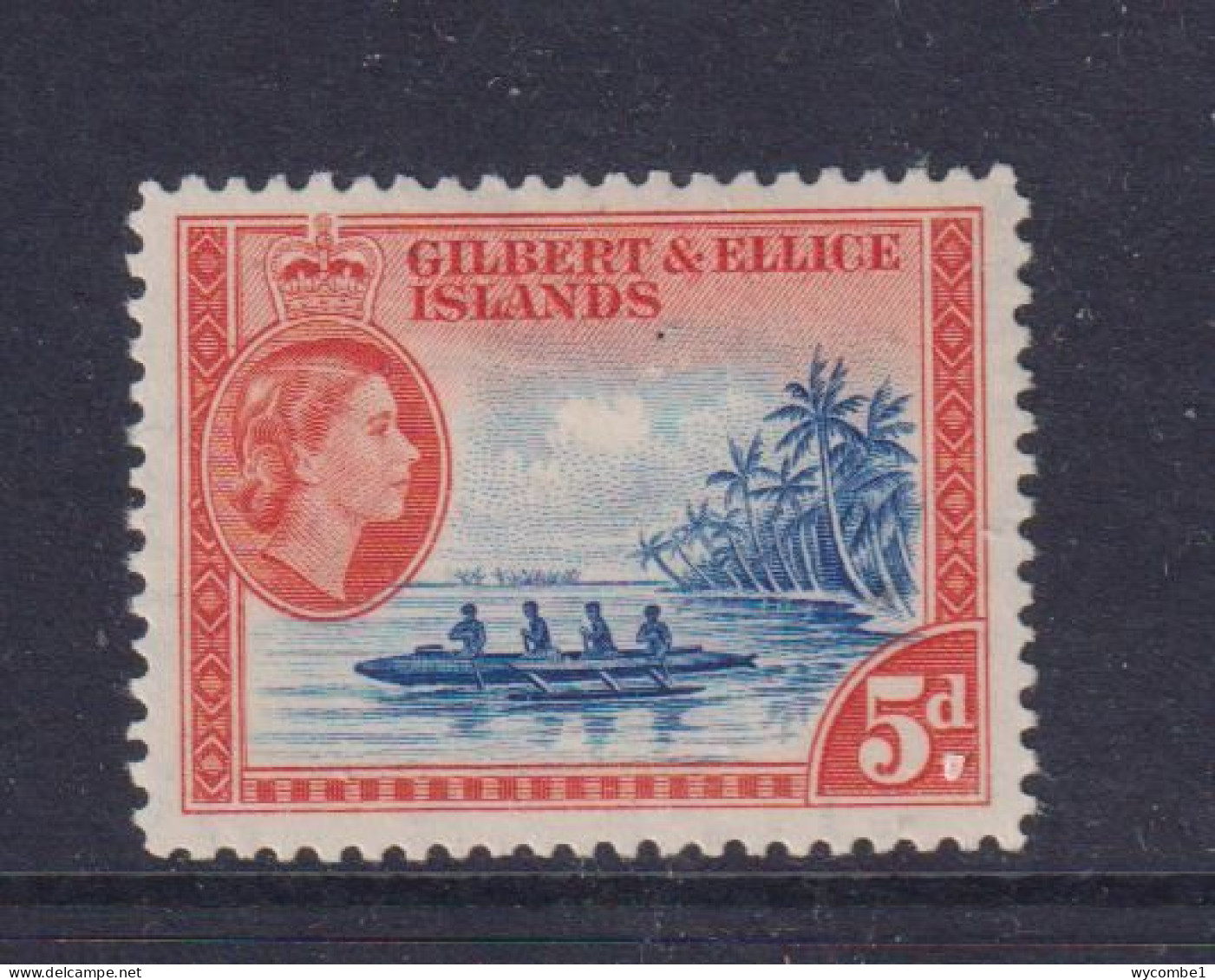 GILBERT AND ELLICE ISLANDS  - 1956-62 Elizabeth II 5d Hinged Mint - Islas Gilbert Y Ellice (...-1979)