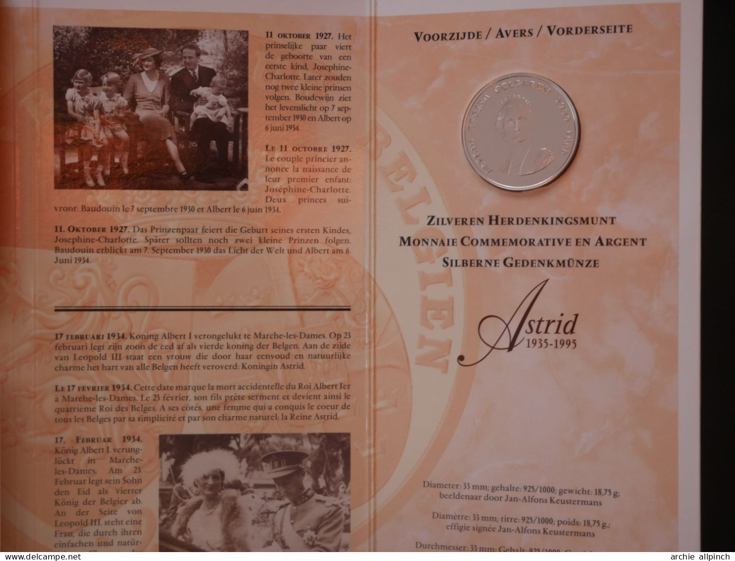 250 BEF - 1935 -1995 - Monnaie Commémorative En Argent - Astrid 1935-1995 - Sammlungen