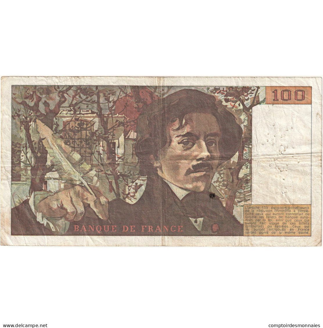 France, 100 Francs, Delacroix, 1979, W.18 544574, B, Fayette:69.4a, KM:154b - 100 F 1978-1995 ''Delacroix''