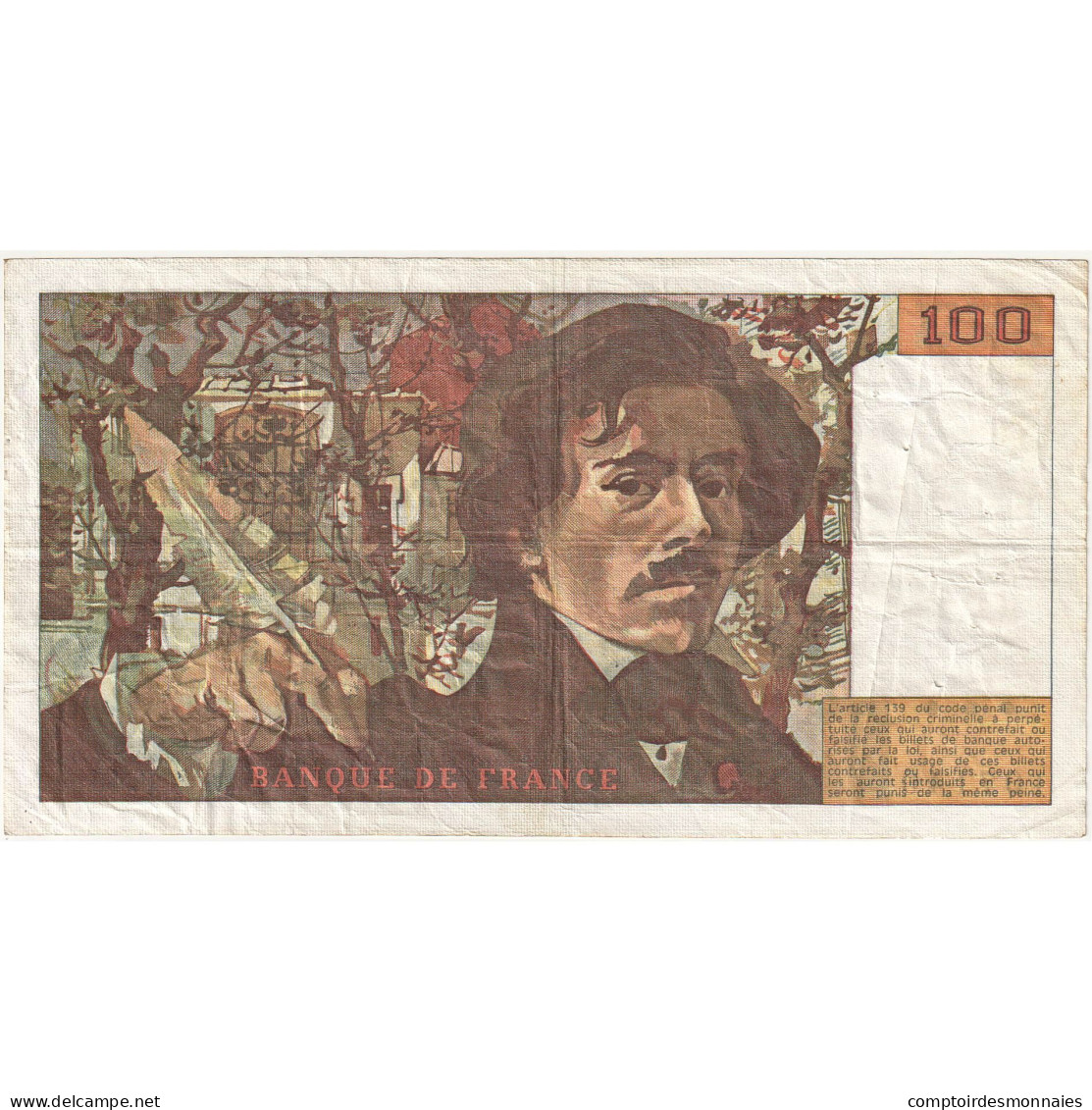 France, 100 Francs, Delacroix, 1981, P.49 107140, TTB, Fayette:69.4a, KM:154b - 100 F 1978-1995 ''Delacroix''