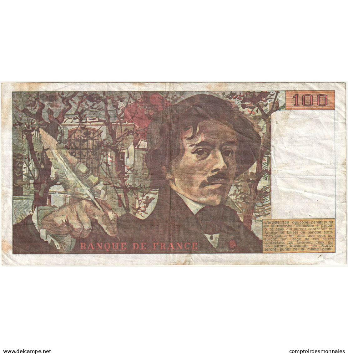 France, 100 Francs, Delacroix, 1980, C.39 702465, TB+, Fayette:69.4a, KM:154b - 100 F 1978-1995 ''Delacroix''