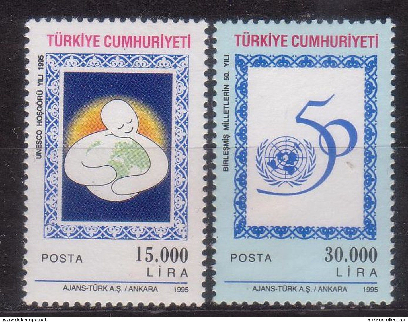 AC - TURKEY STAMP -  50th ANNIVERSARY OF THE UNITED NATIONS TOLERANCE YEAR OF UNESCO MNH 24 OCTOBER 1995 - Ongebruikt