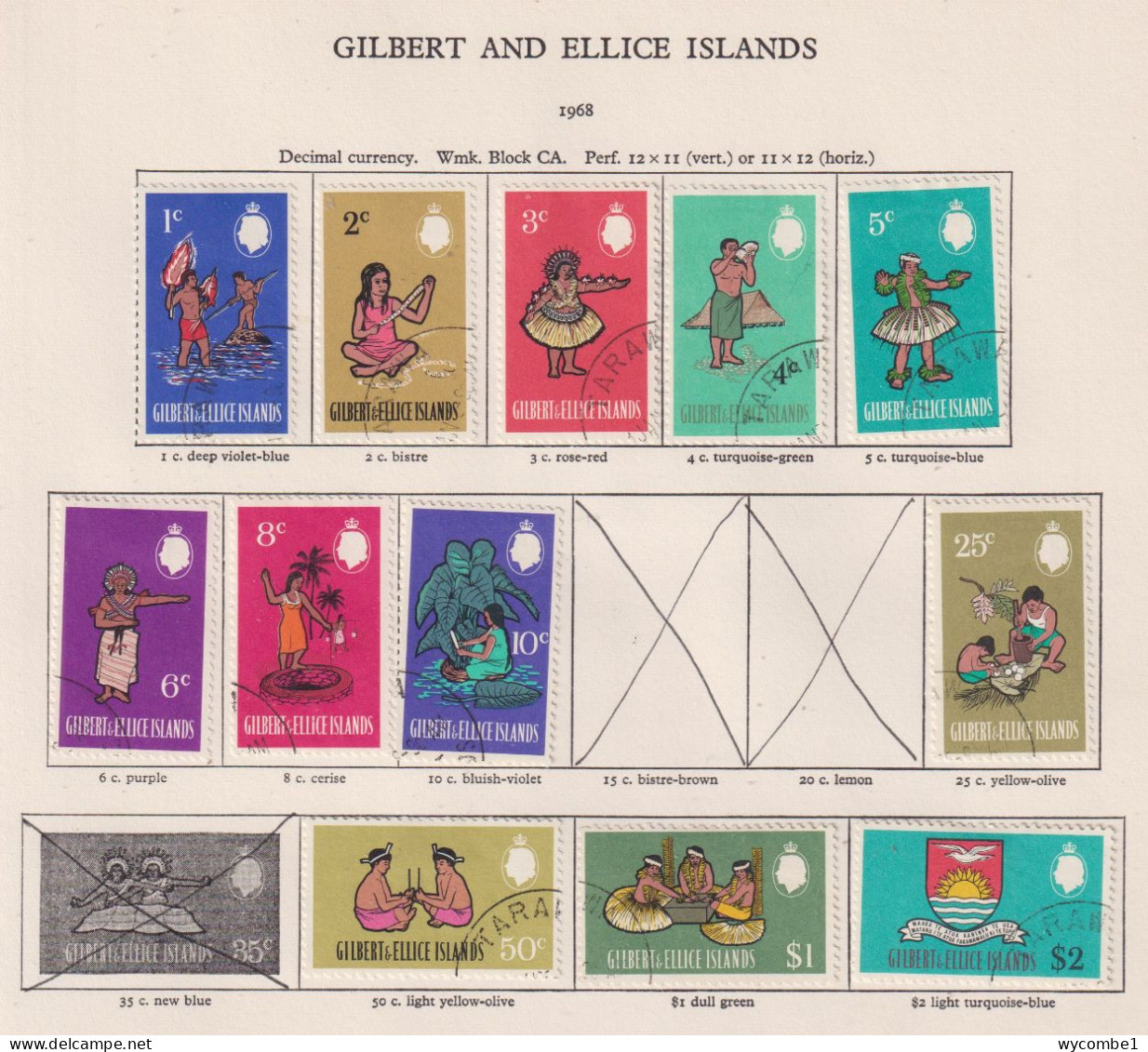 GILBERT AND ELLICE ISLANDS  - 1968 Decimal Definitives Values To $2 Used As Scan - Isole Gilbert Ed Ellice (...-1979)