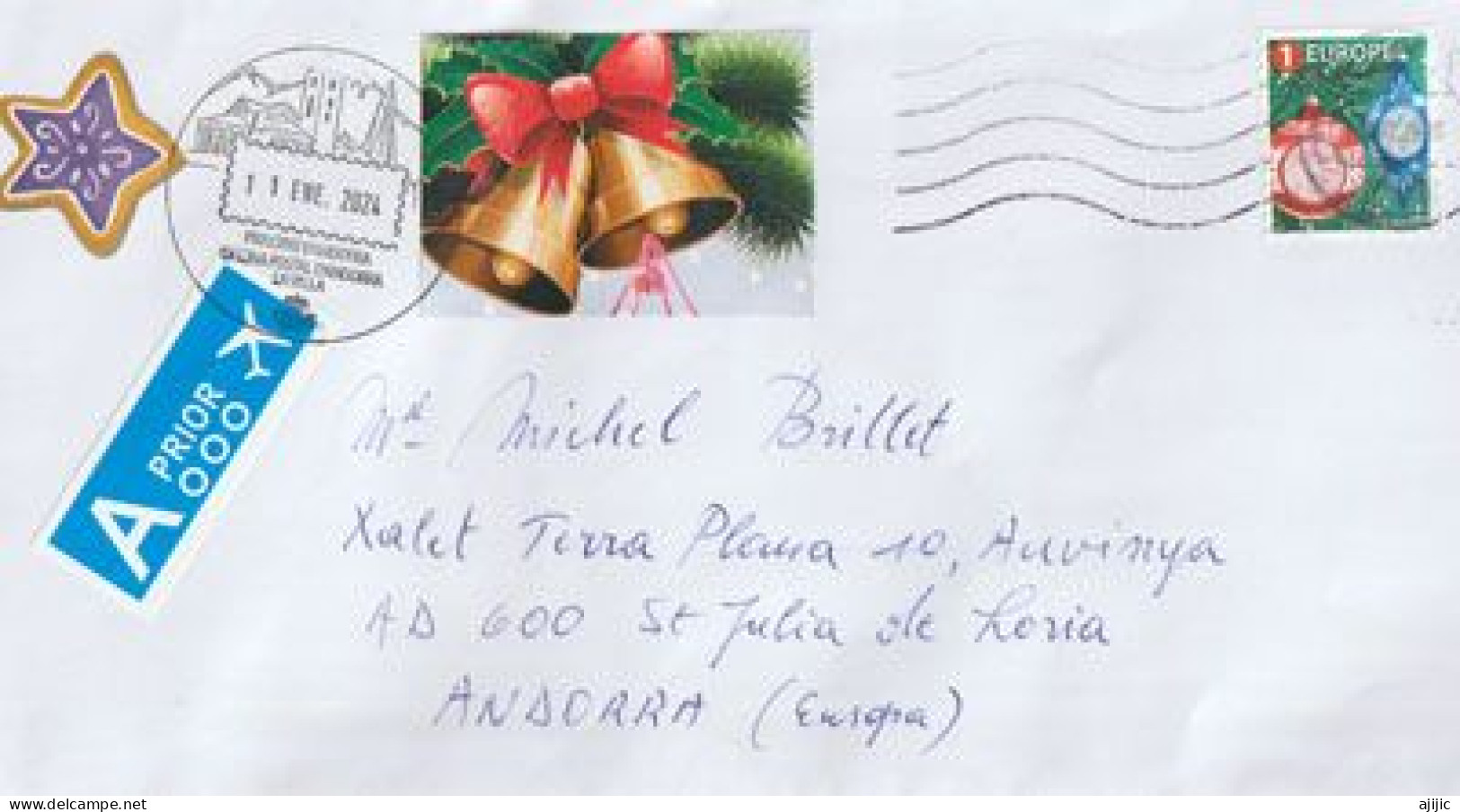 2024. Greetings From Belgium, Letter To Andorra (Principality) With Local Andorran Arrival Postmark - Cartas & Documentos