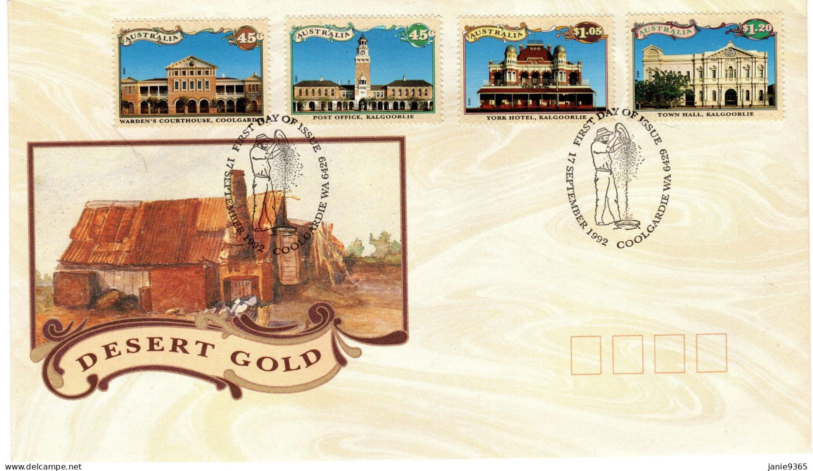 Australia PMCF 247 1992 Desert Gold FDI,pictorial Postmark - Brieven En Documenten