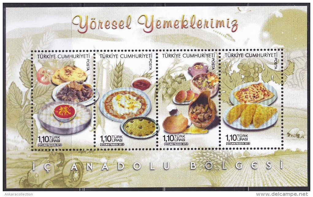 AC - TURKEY BLOCK STAMP  -  OUR LOCAL FOODS ( CENTRAL ANATOLIA ) SOUVENIR SHEET BLOCK MNH 16 AUGUST 2013 - Hojas Bloque
