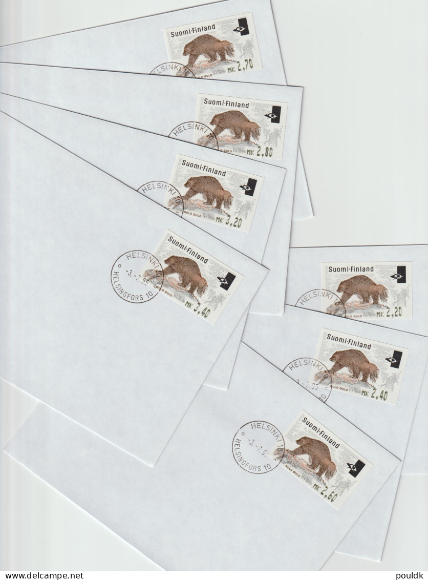 Finland FDC 1995 ATM Wolverine 7 Covers. Postal Weight Approx 80 Gramms. Please Read Sales Conditions Under - Automaatzegels [ATM]