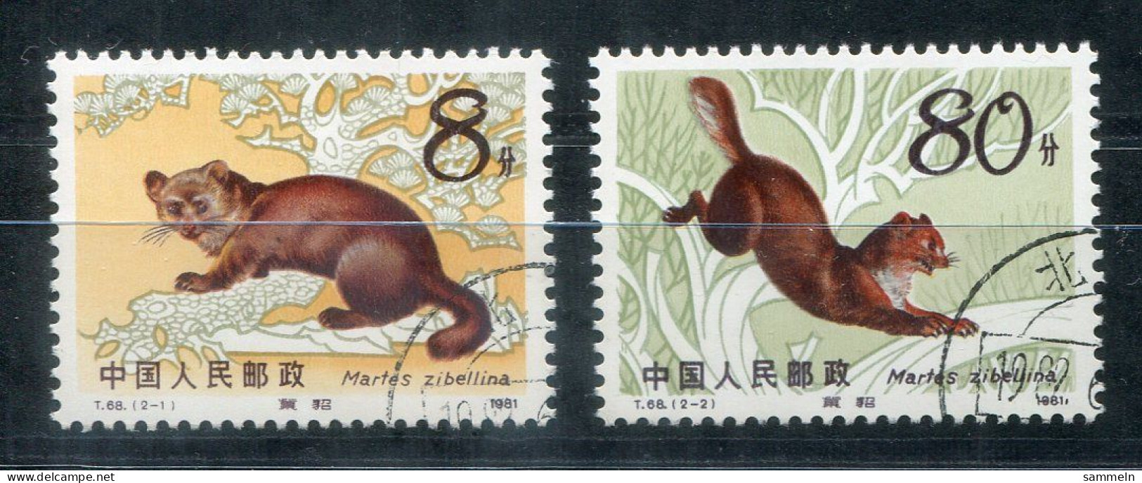 VR CHINA 1806-1807 Canc. - Zobel, Sable, Martre, Martes Zibellina, 黑貂 - PR CHINA / RP CHINE - Gebraucht