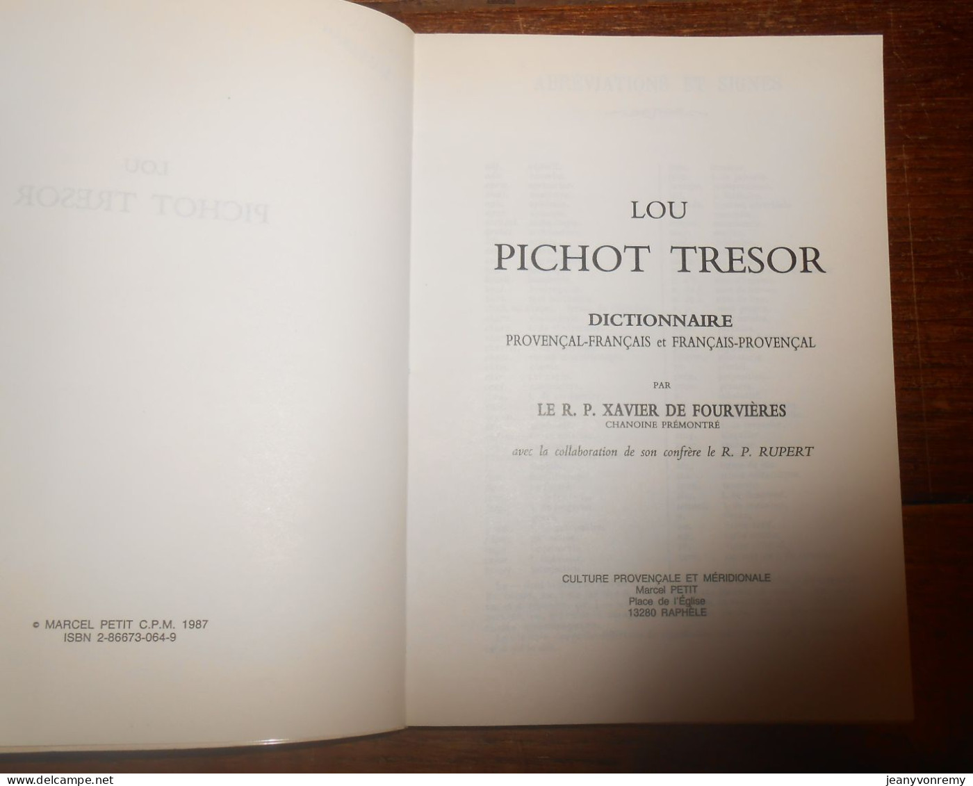 Lou Pichot Tresor. Dictionnaire. Provençal-français Et Français-Provençal.1987. - Corse