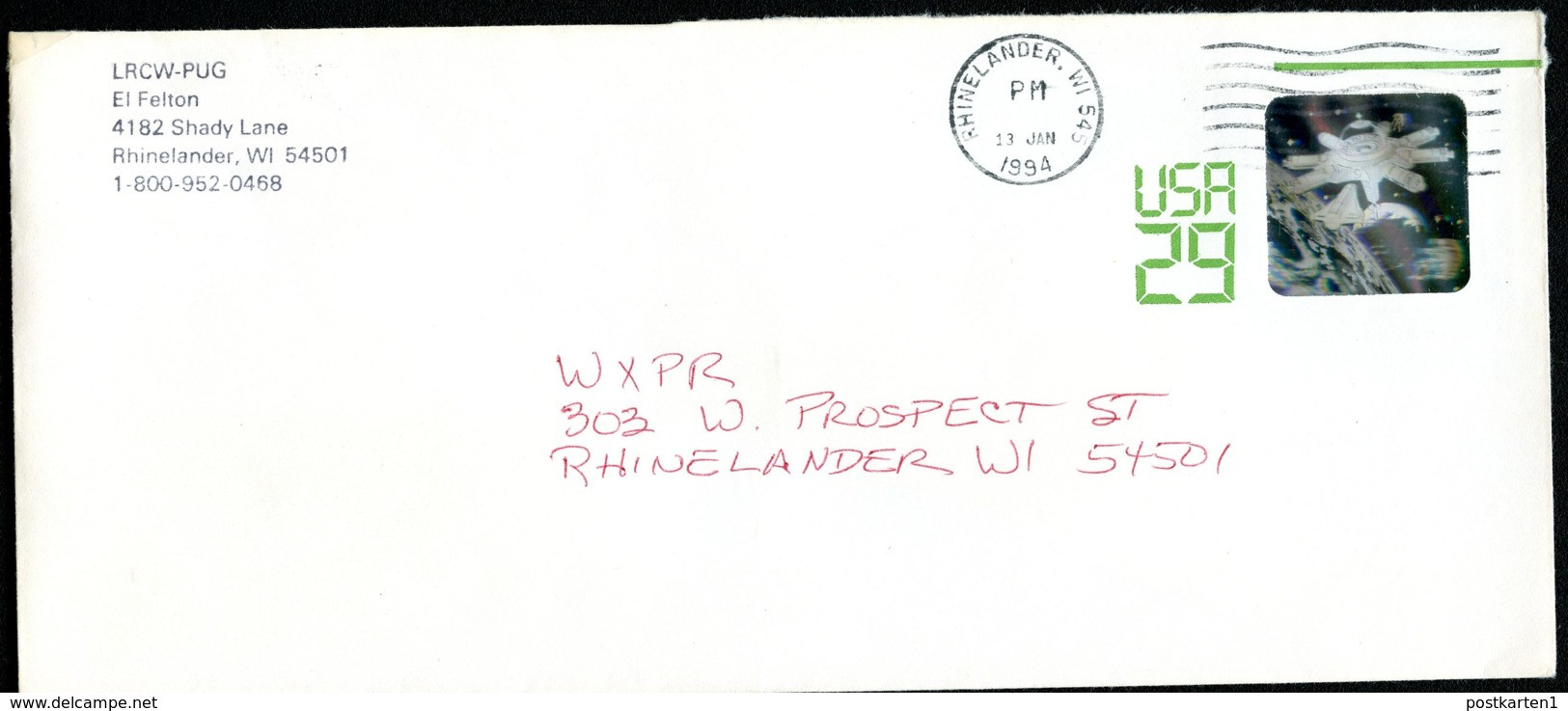 SHUTTLE DOCKING AT SPACE STATION USA U625 PSE Cover Used Rhinelander WI 1994 - Nordamerika