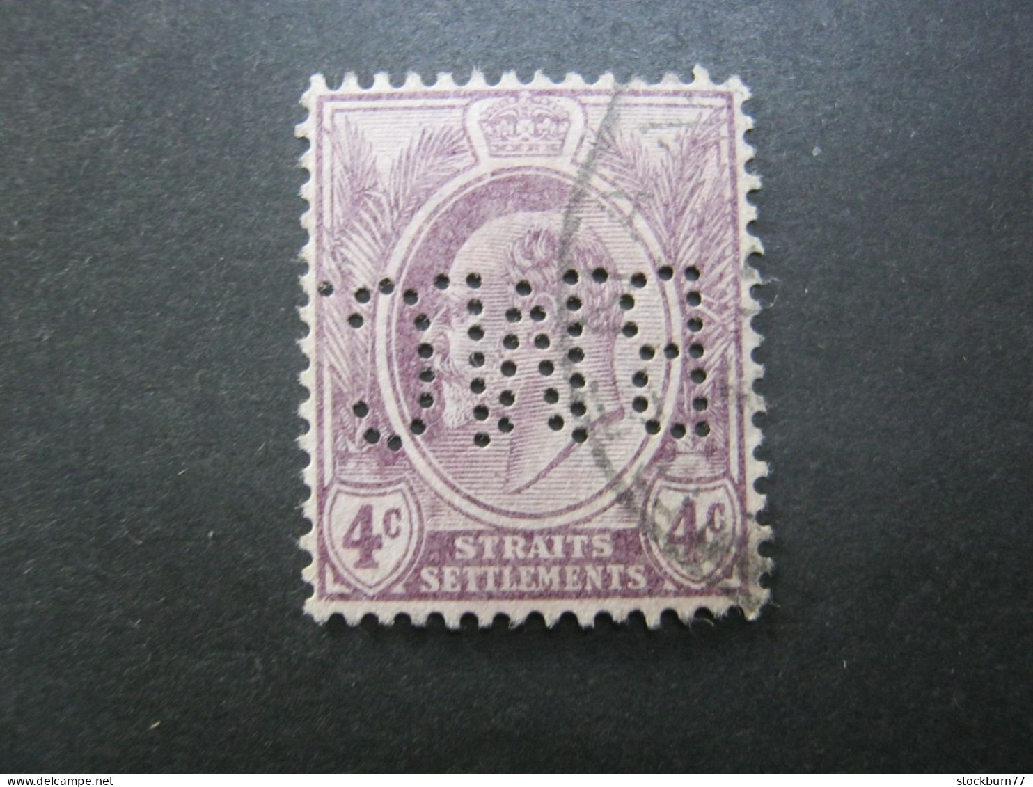 Straits Settlements  ,       Firmenlochung , Perfin , 2 Scans - Straits Settlements