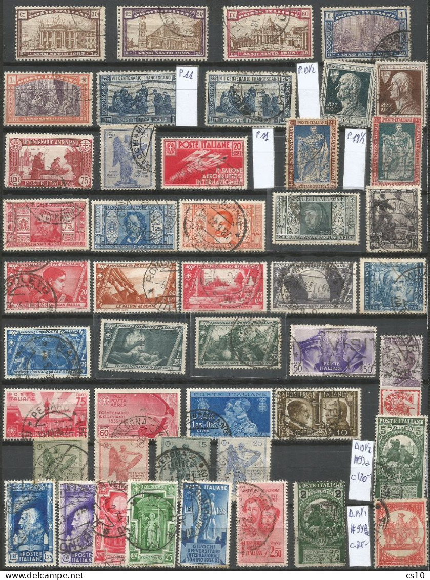 Italy Kingdom Selection Of REALLY USED Celebratives & Commemoratives Stamps Incl. Some HVs, Air Mail - Very High Cat. V. - Collections (sans Albums)