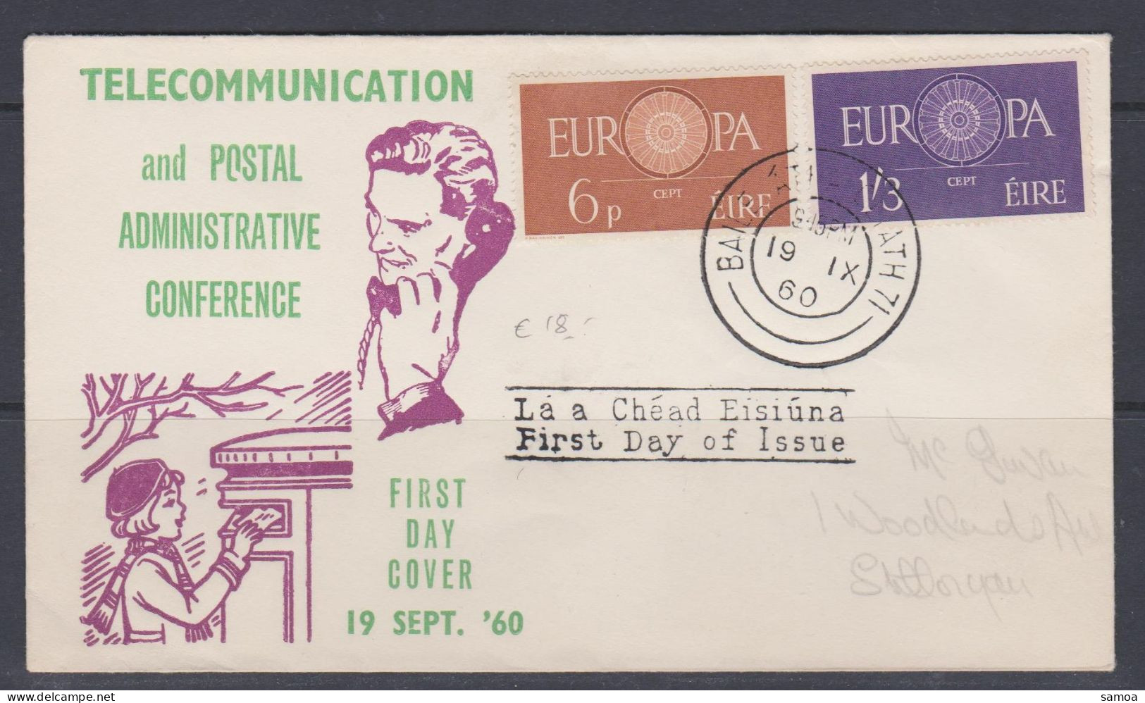 Irlande FDC 1960 146-47 Europa - FDC