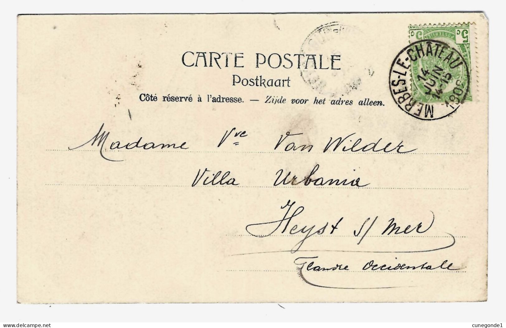 CPA MERBES LE CHATEAU :  Vue Générale ( Péniche ) - Circulée En 1902 Vers Heyst -. Ronflette-Courtehoux, Merbes 2 Scans - Merbes-le-Chateau