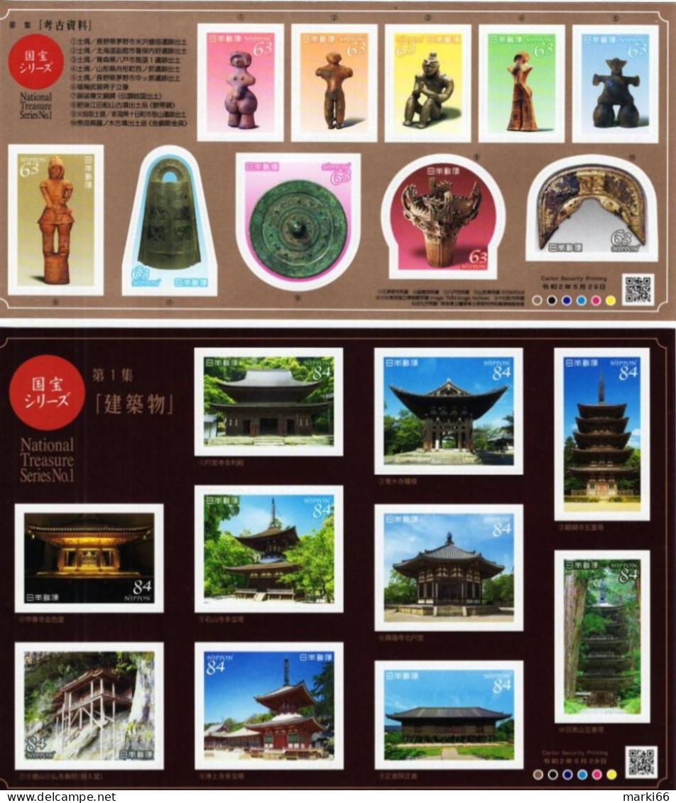 Japan - 2020 - National Treasure Series No. 1 - Temples - Mint Self-adhesive Stamp Set (2 Panes) - Unused Stamps