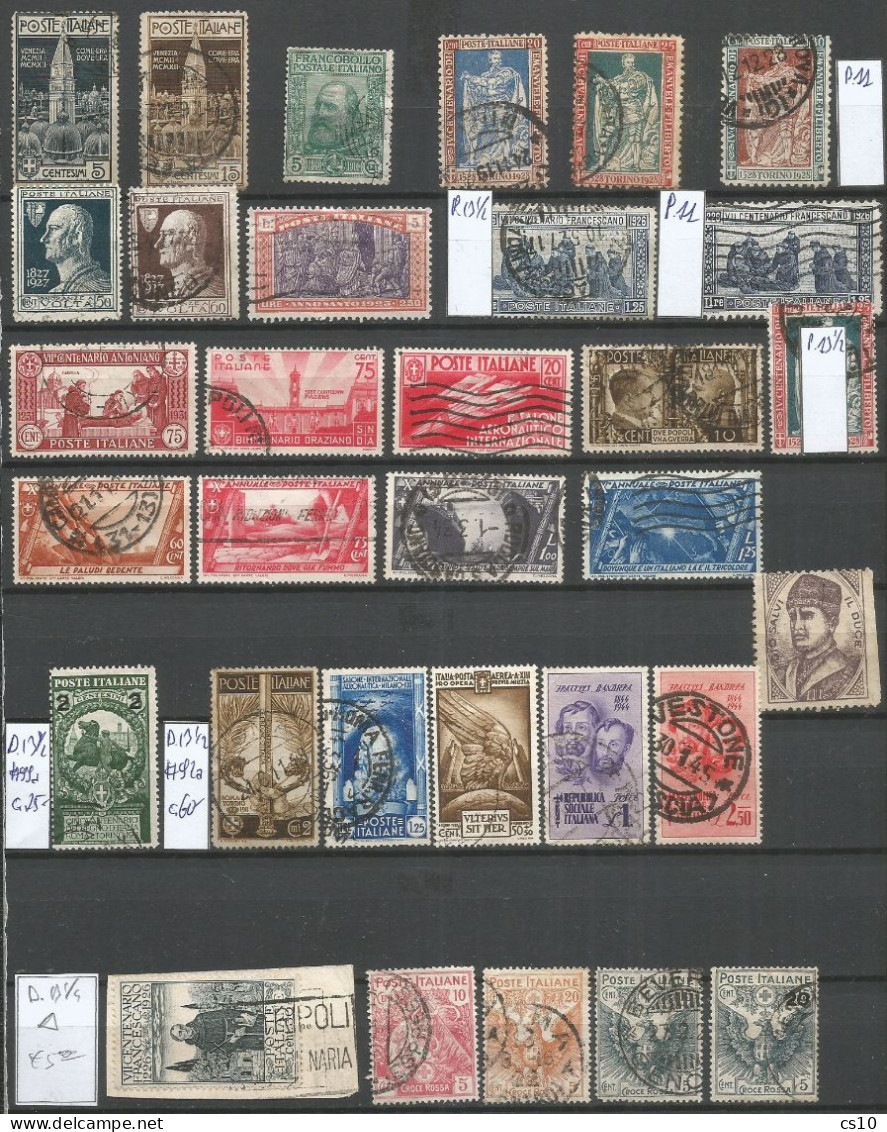 Italy Kingdom Selection MAINLY OLDER USED Celebratives Commemoratives Pcs Incl. Some HVs, Air Mail - Very High Cat. V. - Lotti E Collezioni