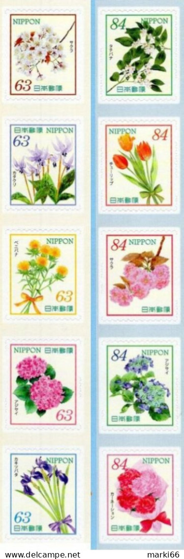 Japan - 2020 - Omotenashi (Hospitality) Flowers, Series No. 13 - Mint Self-adhesive Stamp Set - Ungebraucht