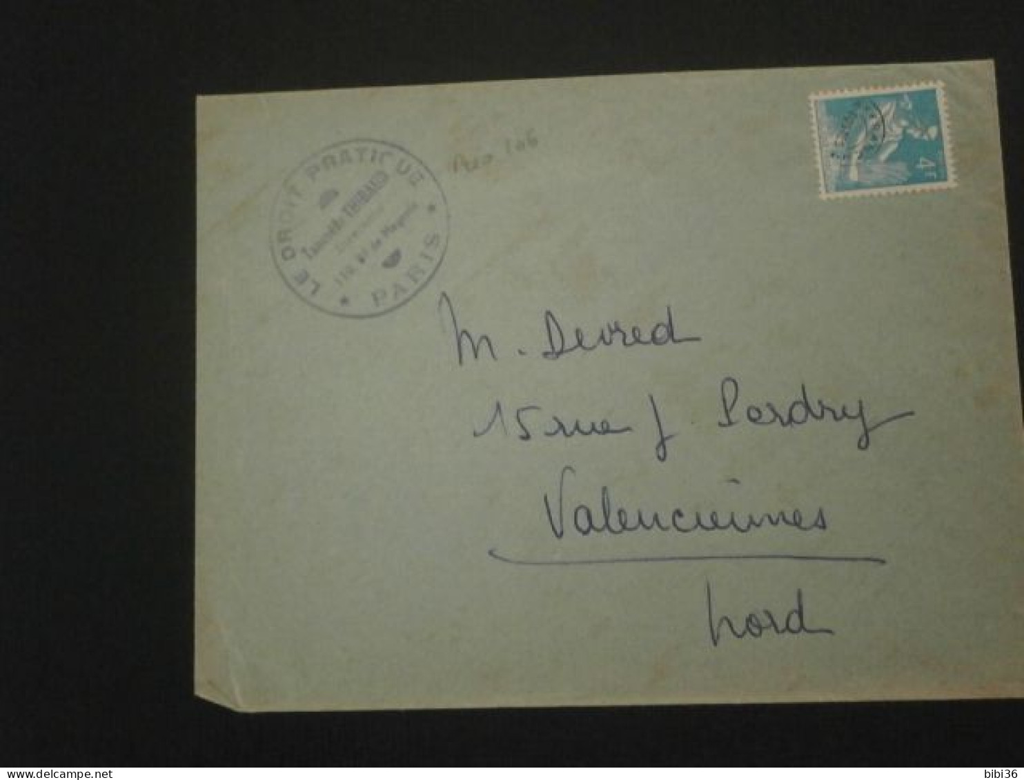 FRANCE LETTRE ENVELOPPE COURRIER PREO106 PREO 106 PREOBLITERE MOISSONNEUSE DROIT PRATIQUE PARIS - 1953-1960