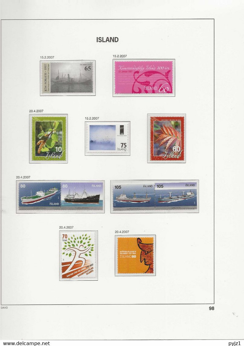 2007 MNH Iceland, Year Complete, Postfris** - Années Complètes