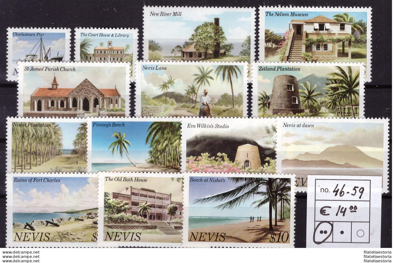 Nevis 1981 - MNH ** - Paysages - Michel Nr. 46-59 Série Complète (08-001) - San Cristóbal Y Nieves - Anguilla (...-1980)