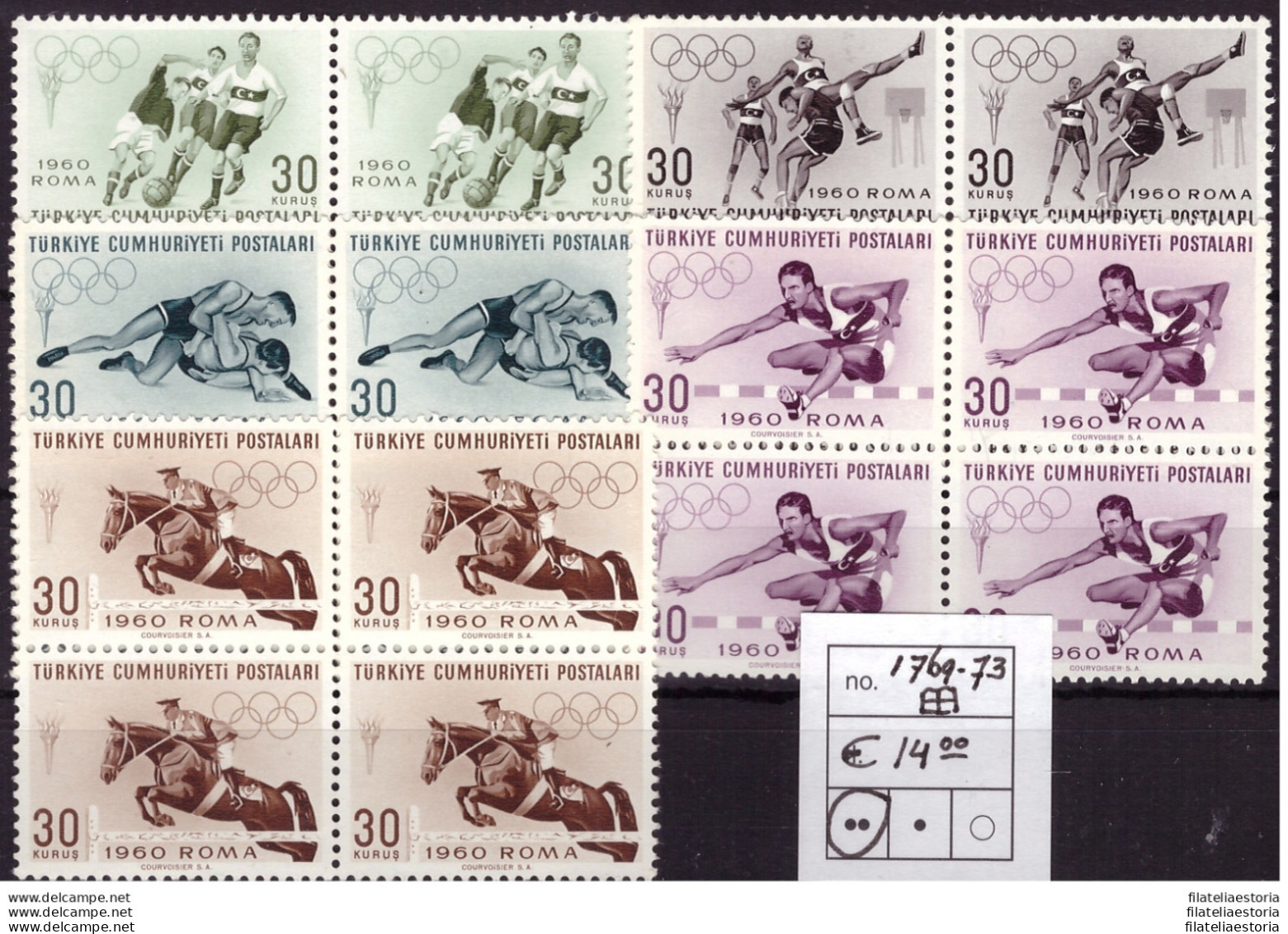 Turquie 1960 - MNH ** - Jeux Olympiques, Rome - Michel Nr. 1769-1773 Séries Complètes X 4 (08-182) - Neufs