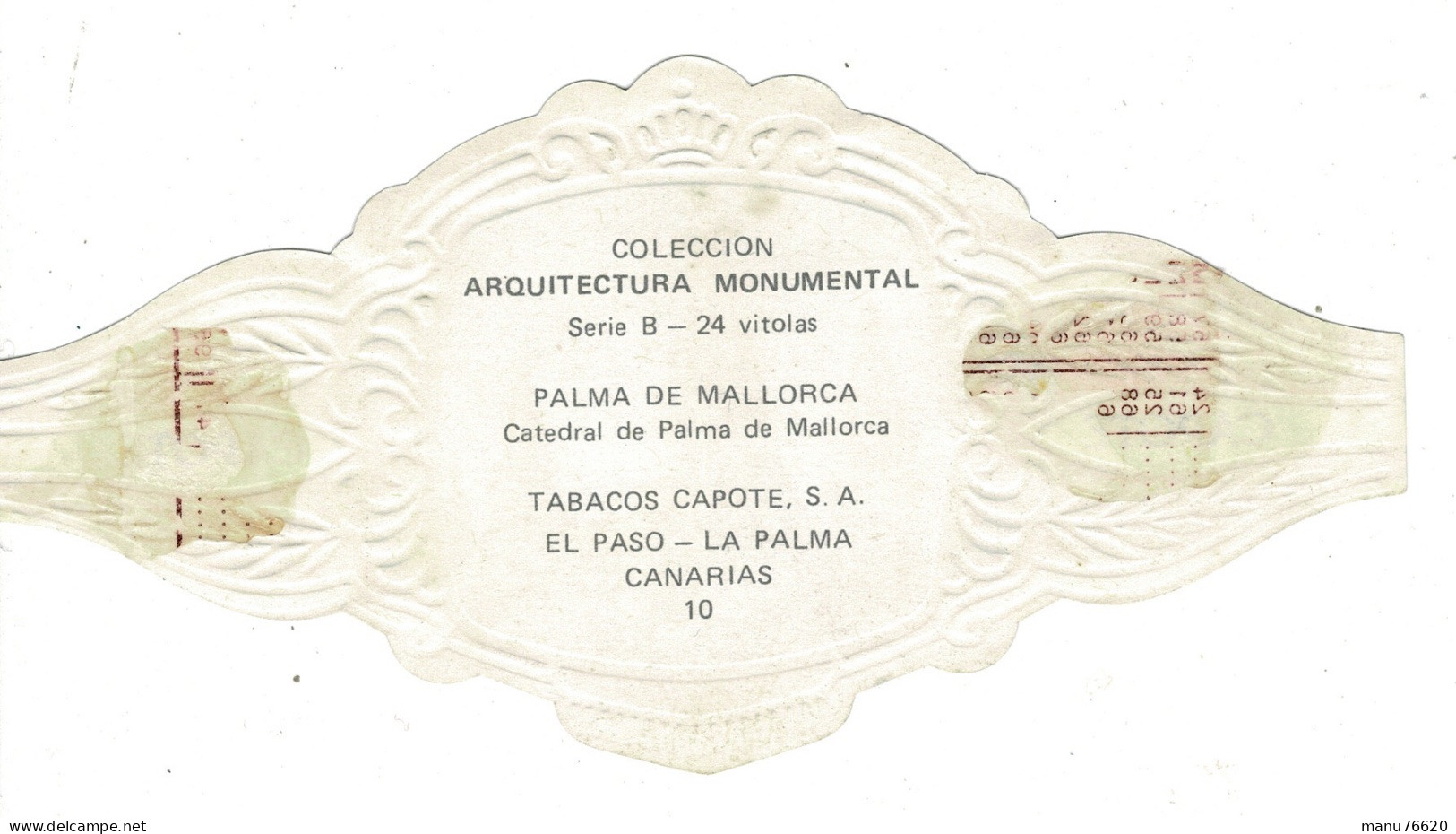 BAGUE Cigare :  Tabaco Capote  , Cathédrale Palma De Mallorca , La Palma, Iles Canaries. Grande Taille . - Bagues De Cigares