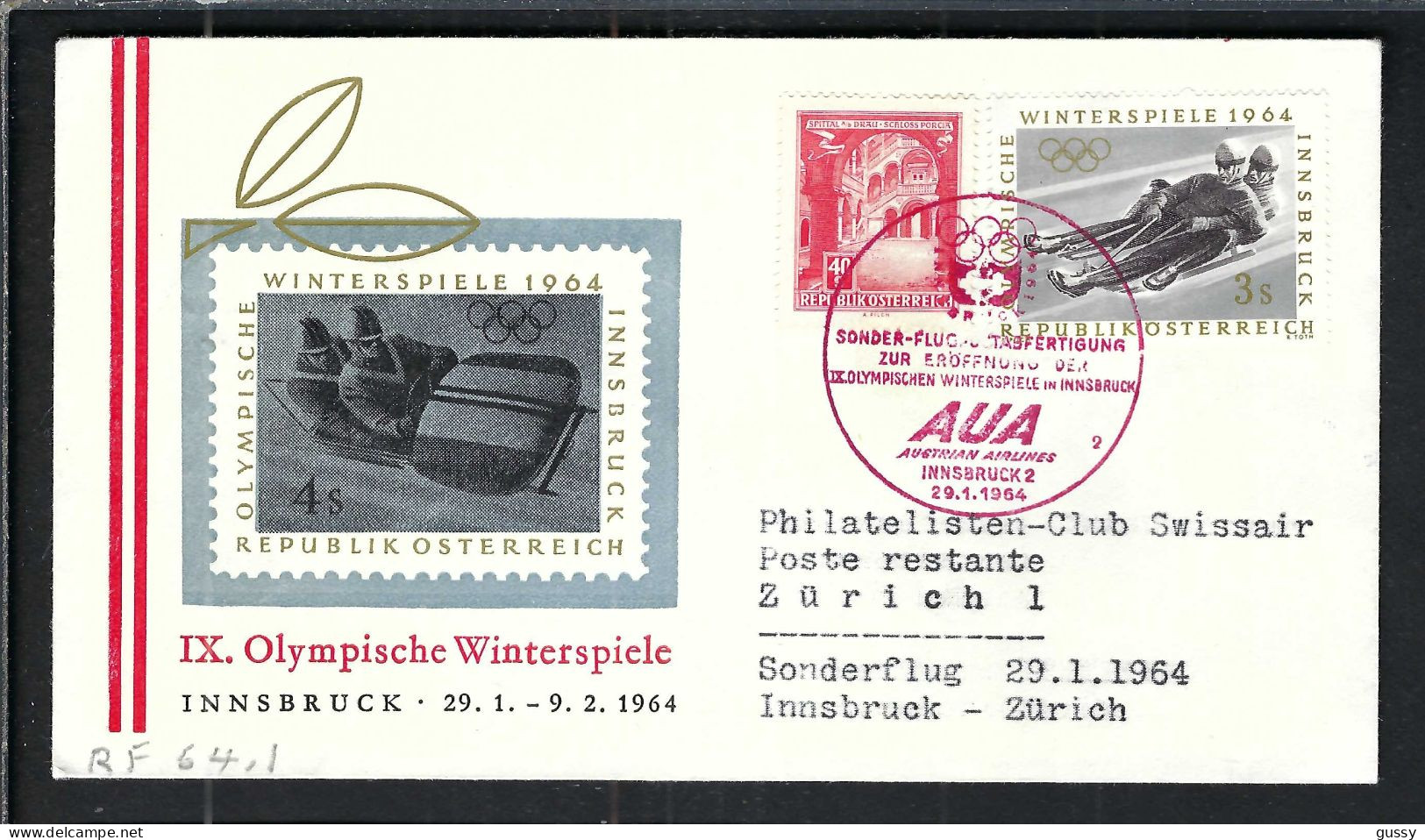 AUTRICHE Ca.1964: LSC Ill. D'Innsbruck Avec CAD "ouverture Des J.O. D'hiver" - Hiver 1964: Innsbruck