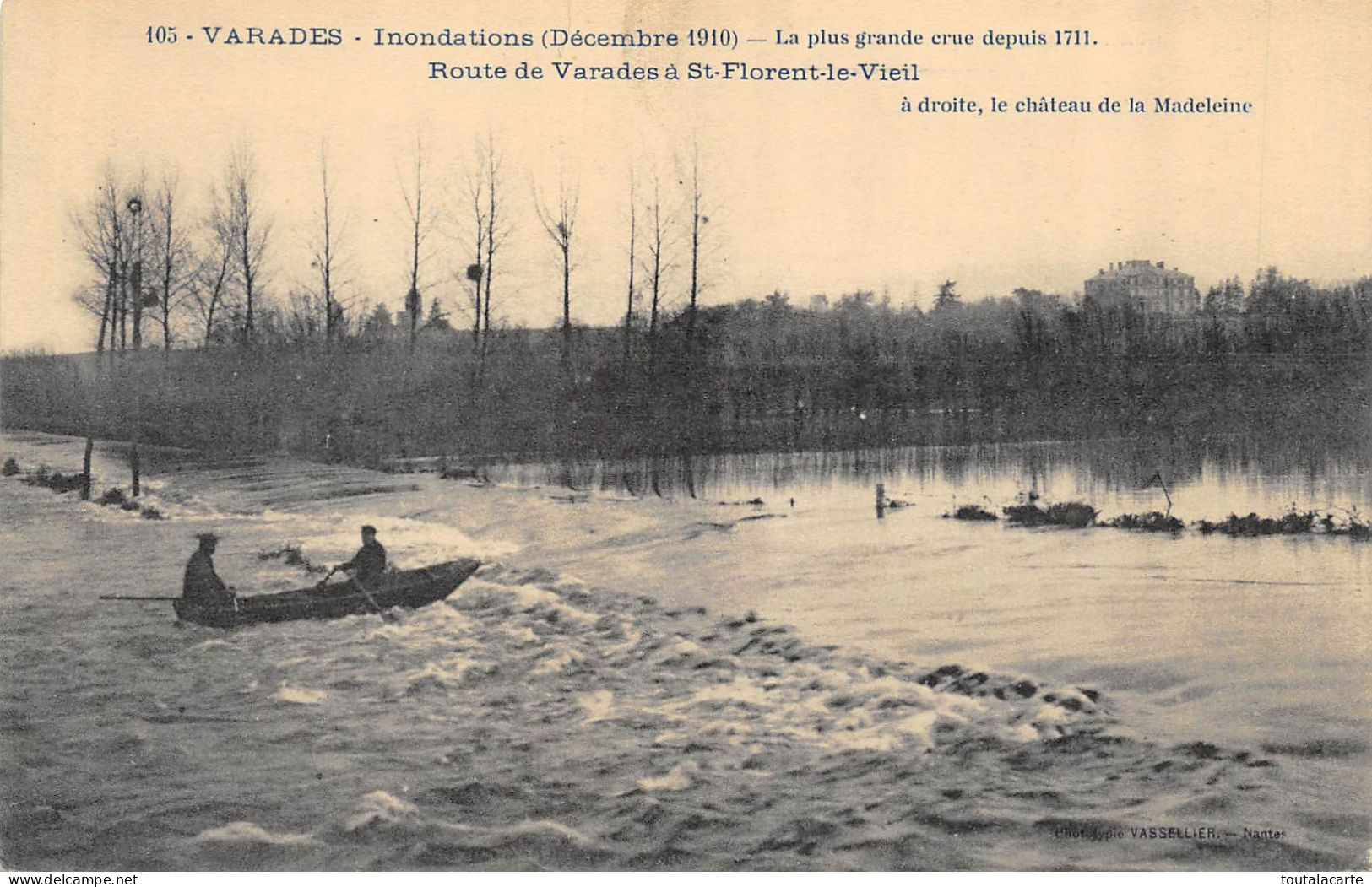 CPA 44  VARADES INONDATIONS DECEMBRE 1910 ROUTE DE VARADES A ST FLORENT LE VIEL - Varades