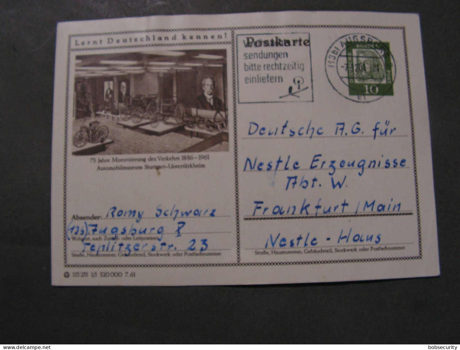 BRD Bildkarte  ,  75 Jahre Aus Augsburg 1961 - Postkarten - Gebraucht