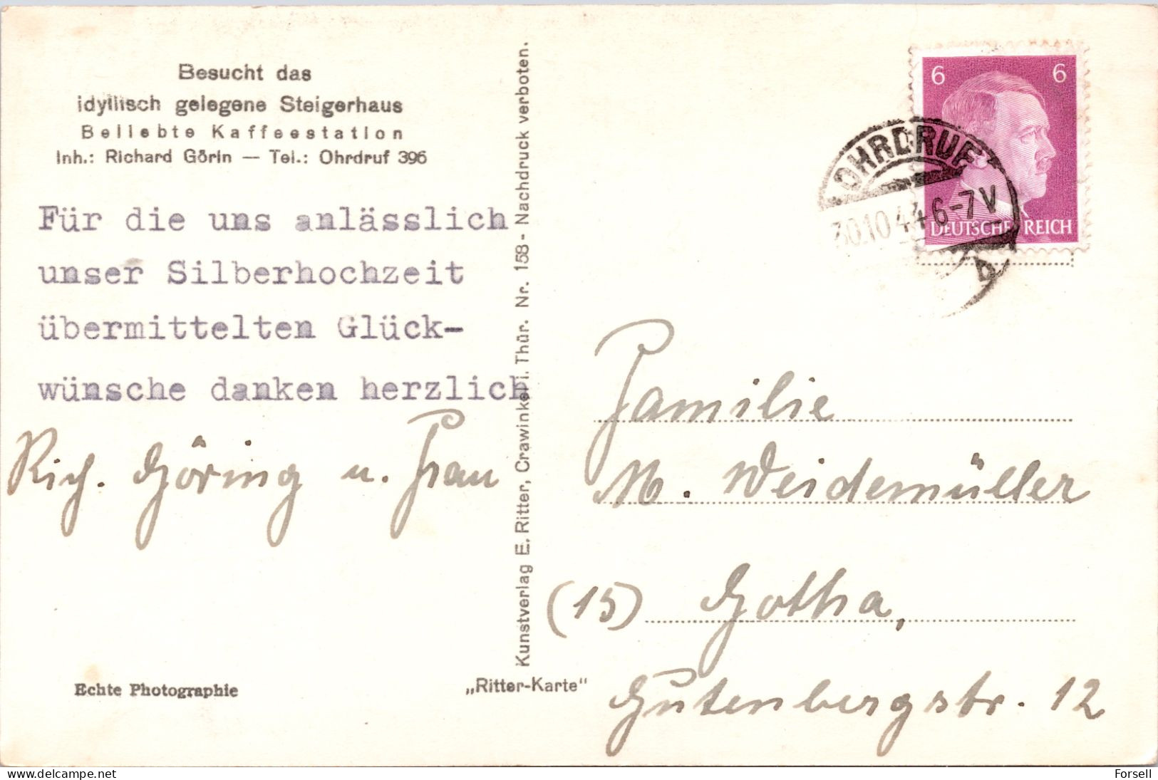 Steigerhaus Bei Tambach-Dietharz/Ohrdruf (Thüringer Wald) (Mit Werbung) (1944) - Jena