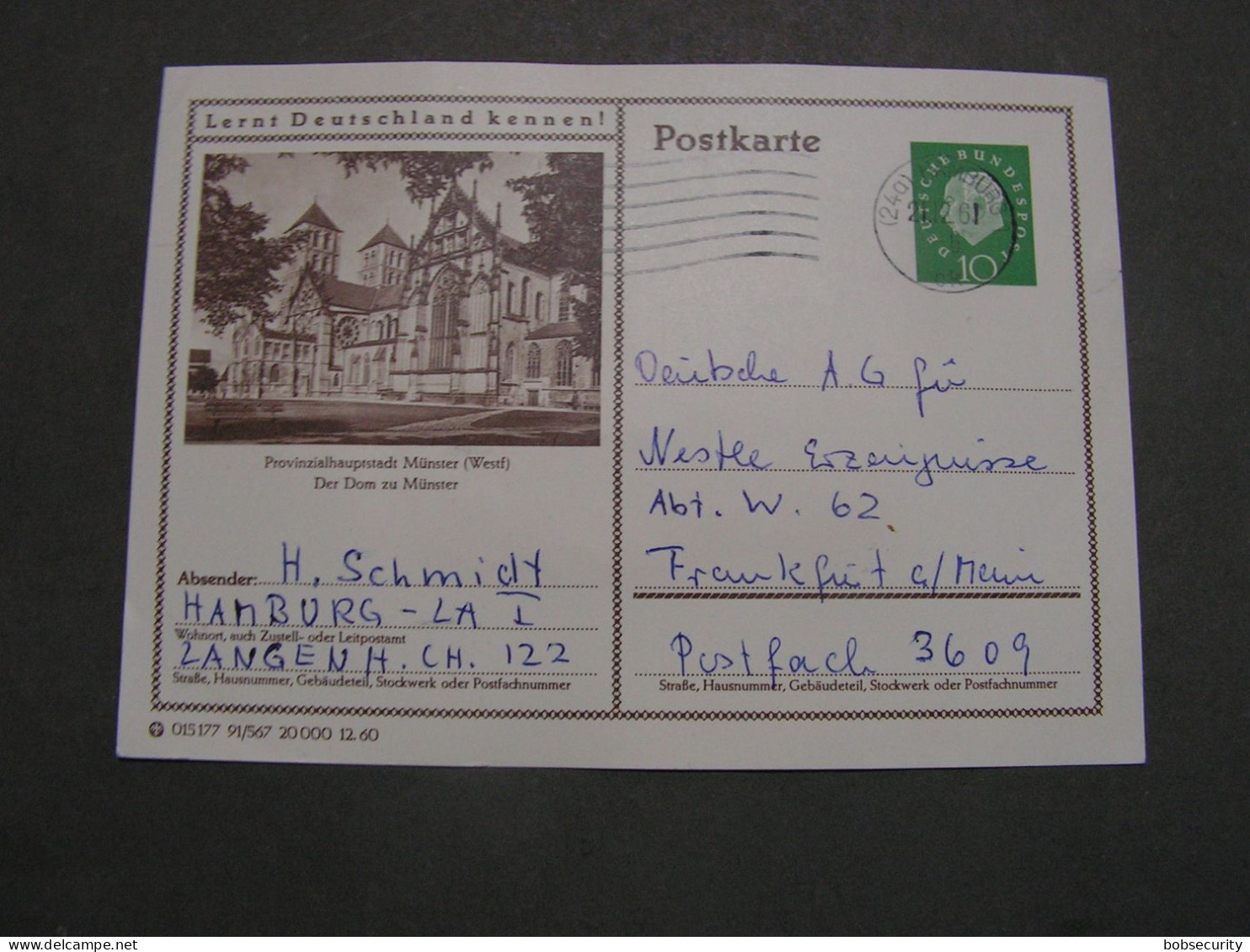 BRD Bildkarte  ,  Münster Aus Hamburg 1961 - Cartes Postales - Oblitérées