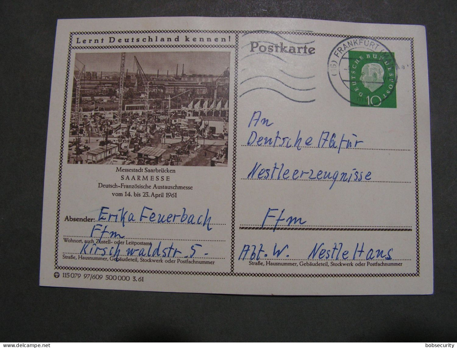 BRD Bildkarte  ,   Saarmesse Aus Frankfurt - Postcards - Used