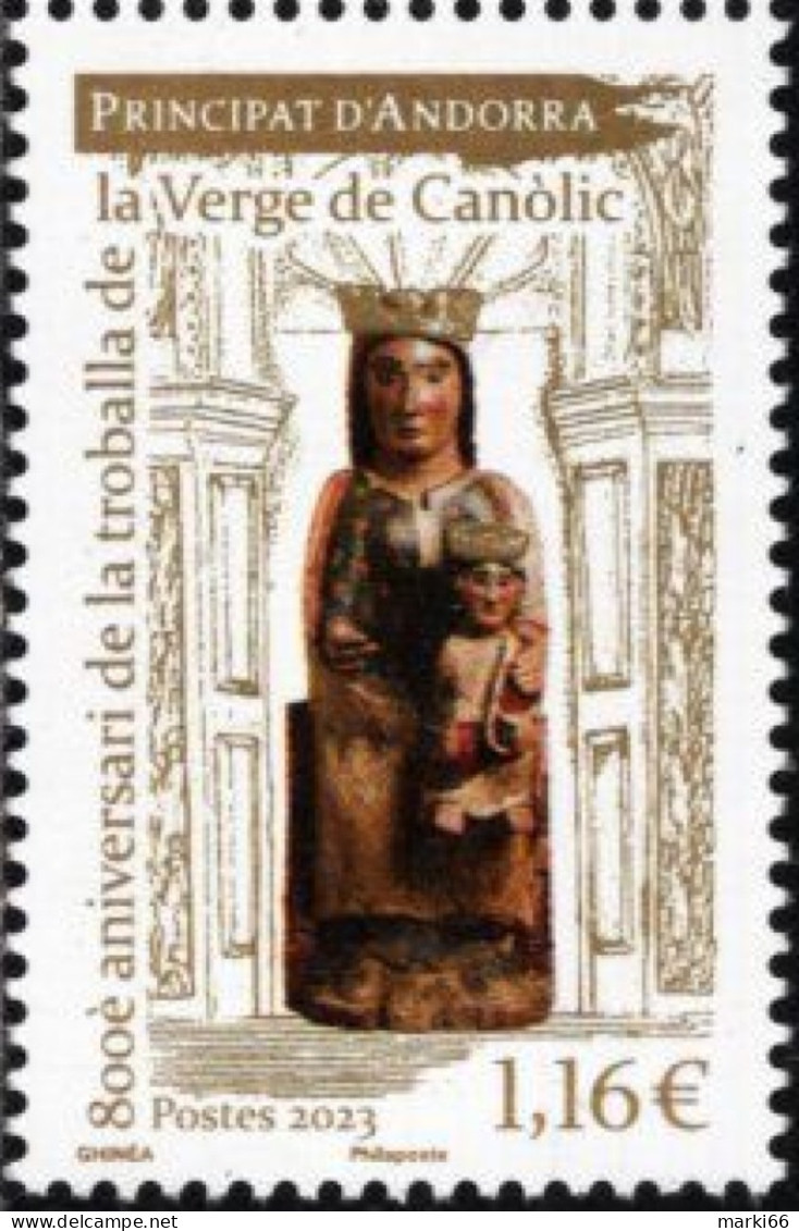 French Andorra - 2023 - Christmas - Our Lady Of Canolic - Marian Shrine In Andorra - Mint Stamp - Neufs