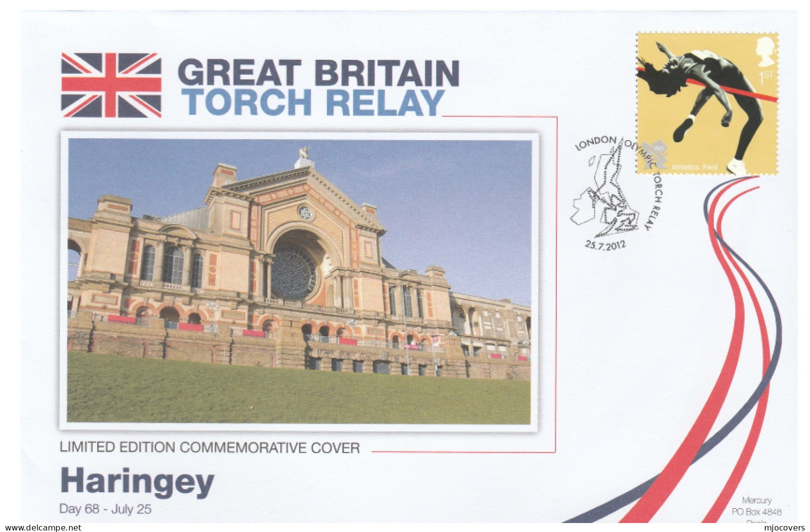 2012 Ltd Edn HARINGEY  OLYMPICS TORCH Relay COVER London OLYMPIC GAMES Sport  High Jump Athletics Stamps GB - Estate 2012: London