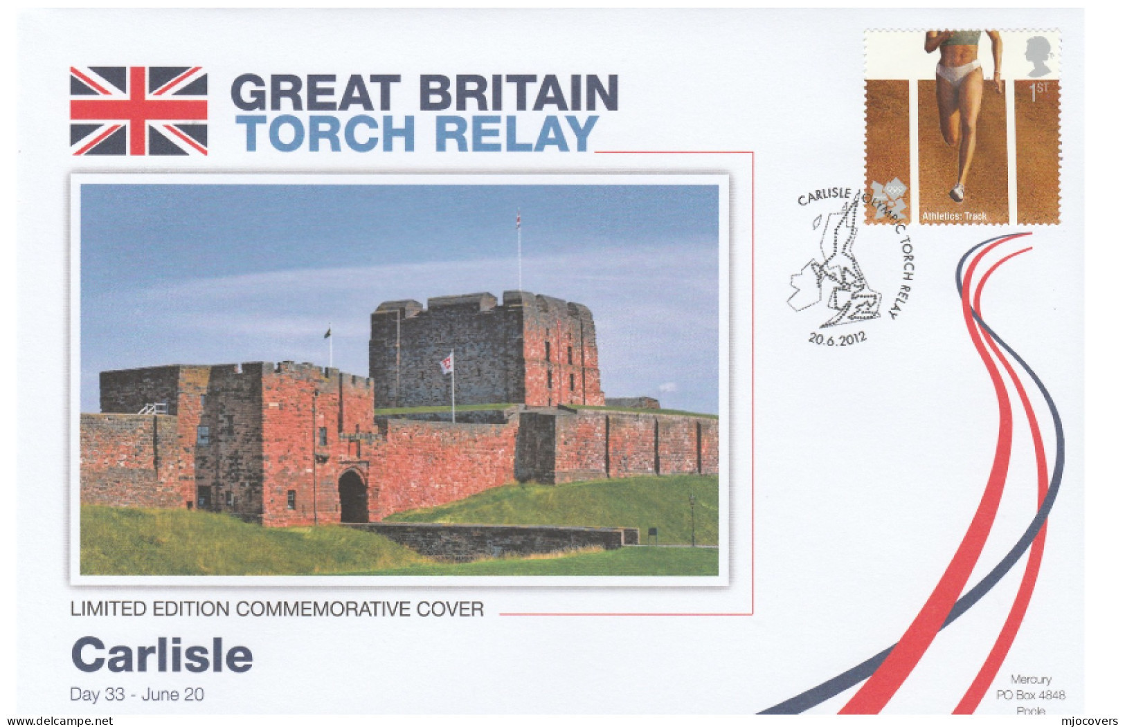 2012 Ltd Edn CARLISLE OLYMPICS TORCH Relay COVER London OLYMPIC GAMES Sport Stamps GB - Summer 2012: London