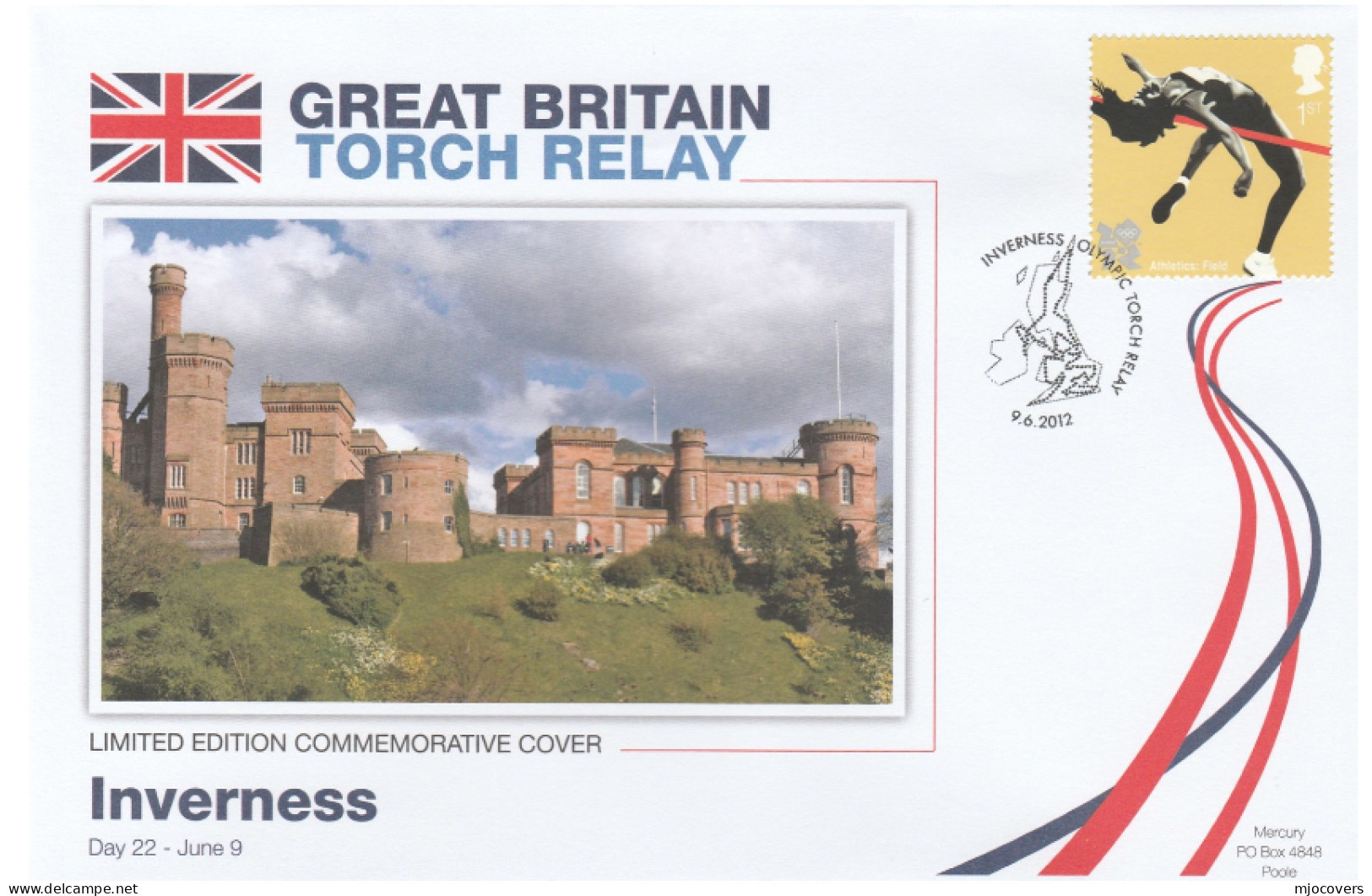 2012 Ltd Edn INVERNESS CASTLE OLYMPICS TORCH Relay COVER London OLYMPIC GAMES Sport High Jump Athletics Stamps GB - Verano 2012: Londres