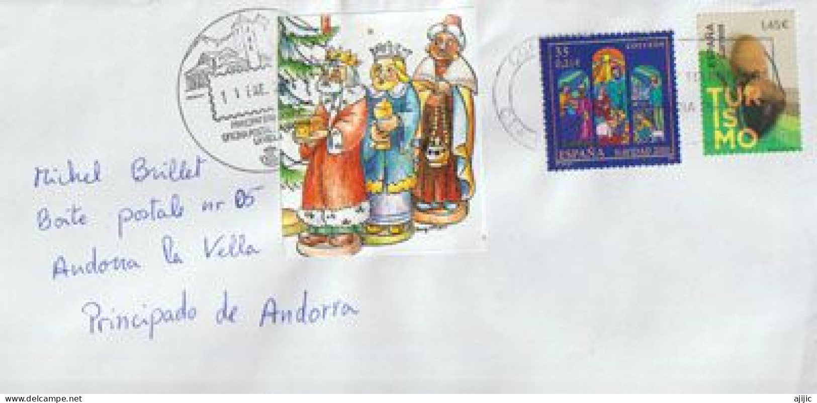 Les Rois Mages / Los Reyes Magos, Letter To Andorra With Local Arrival Postmark Andorra. - Brieven En Documenten