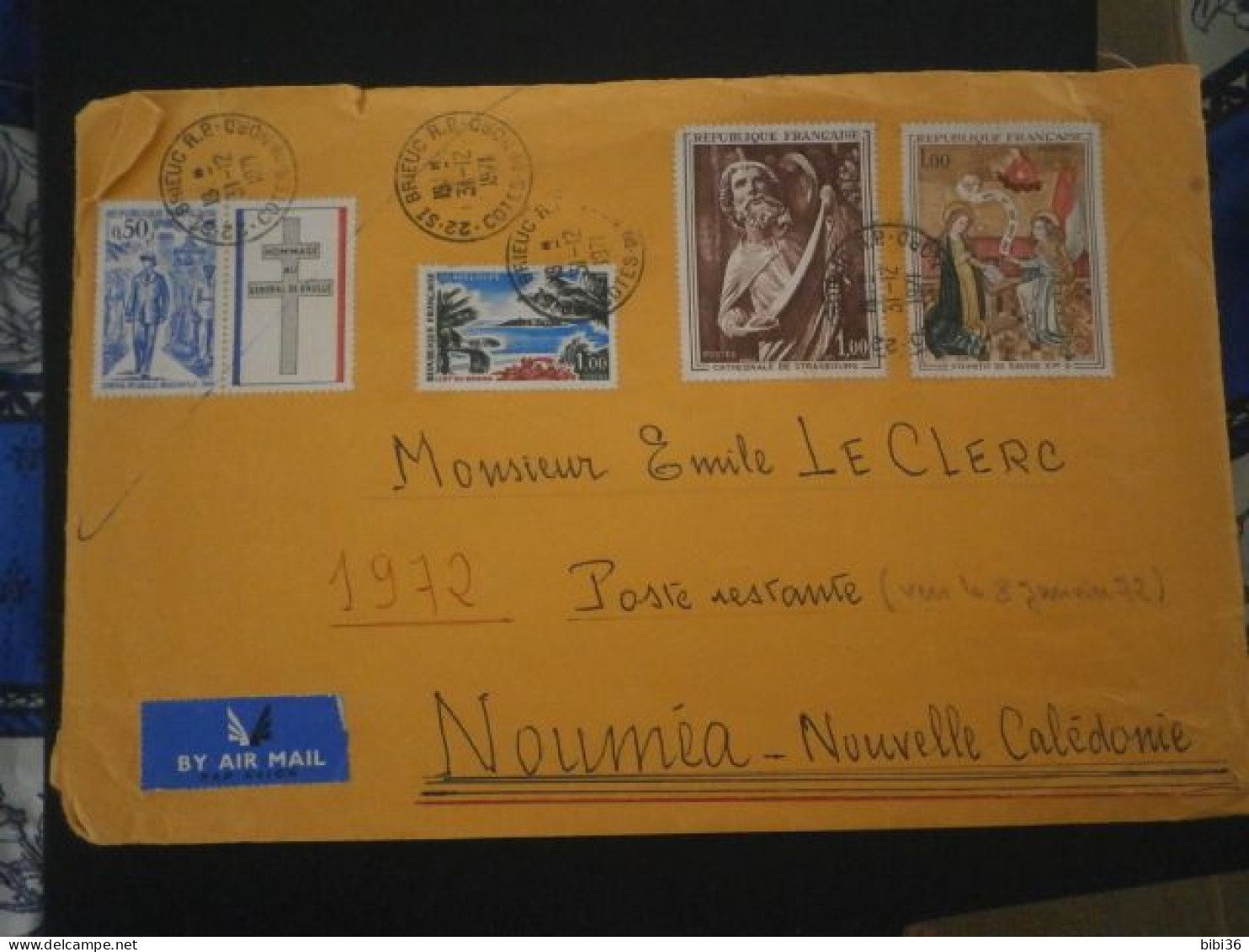 NOUVELLE CALEDONE NEW CALEDONIA LETTRE ENVELOPPE COURRIER TAXE POSTE RESTANTE TIMBRE 373 COURSE WANGAREI NOUMEA - Lettres & Documents