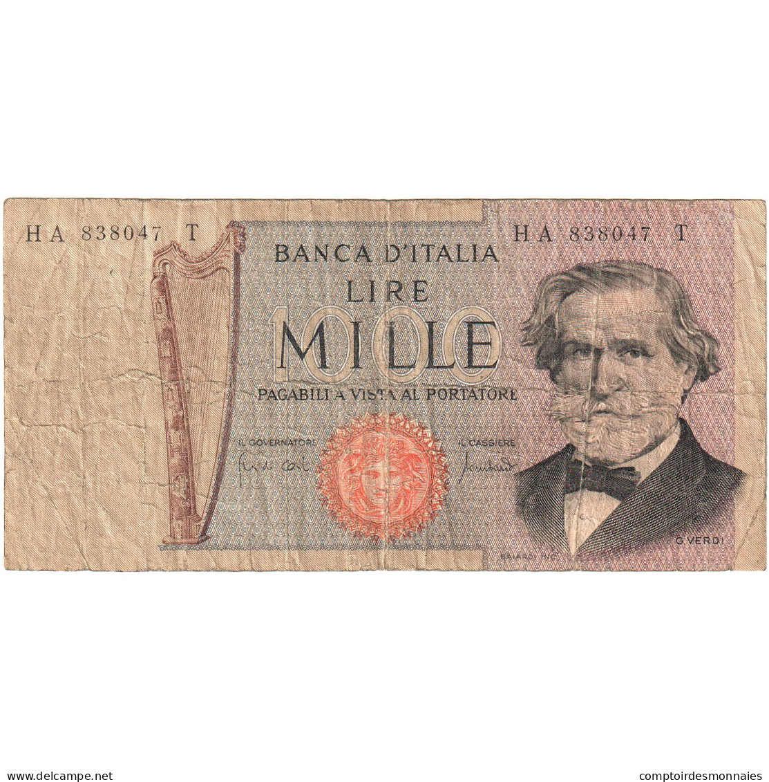 Italie, 1000 Lire, KM:101g, B - 1000 Lire