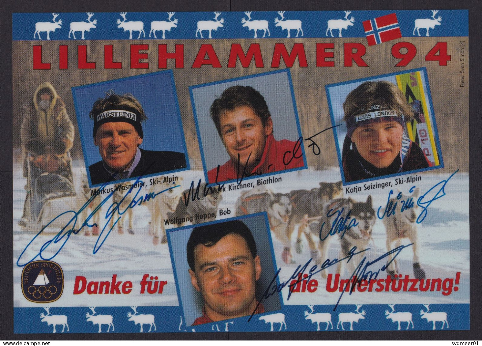 Norway: Cover To Gerrmany, 1994, 2 Stamps, Olympics Lillehammer, Picture Cards German Sporters Enclosed (traces Of Use) - Storia Postale