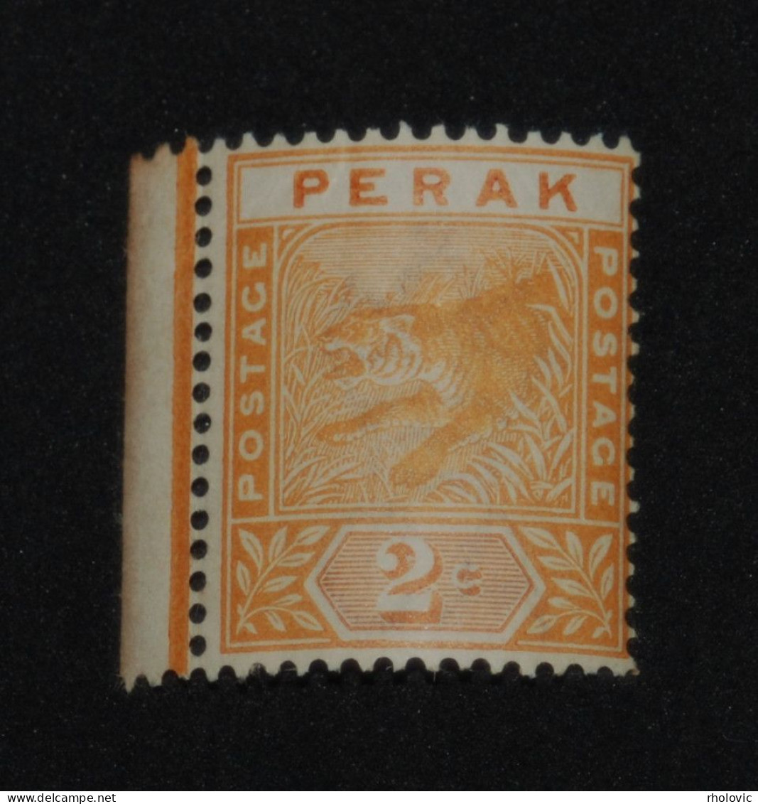 MALAYSIA - PERAK 1895, Tiger, Animals, Mi #16, MNH** - Perak