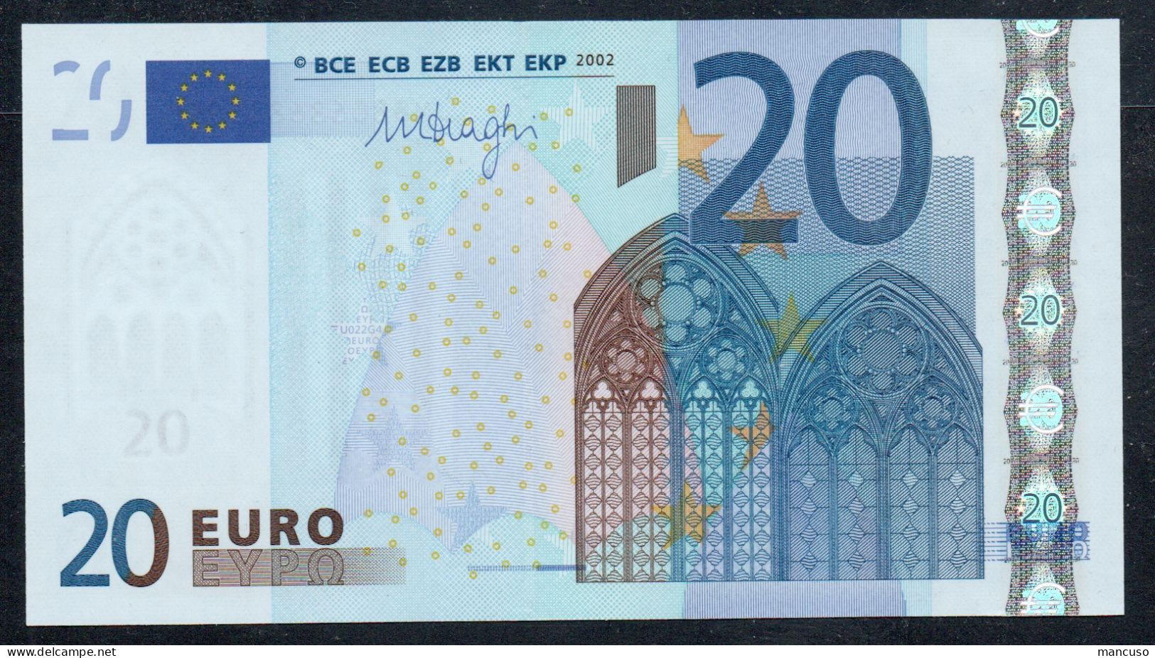 M PORTUGAL 20 EURO  U022 - DRAGHI  UNC - 20 Euro