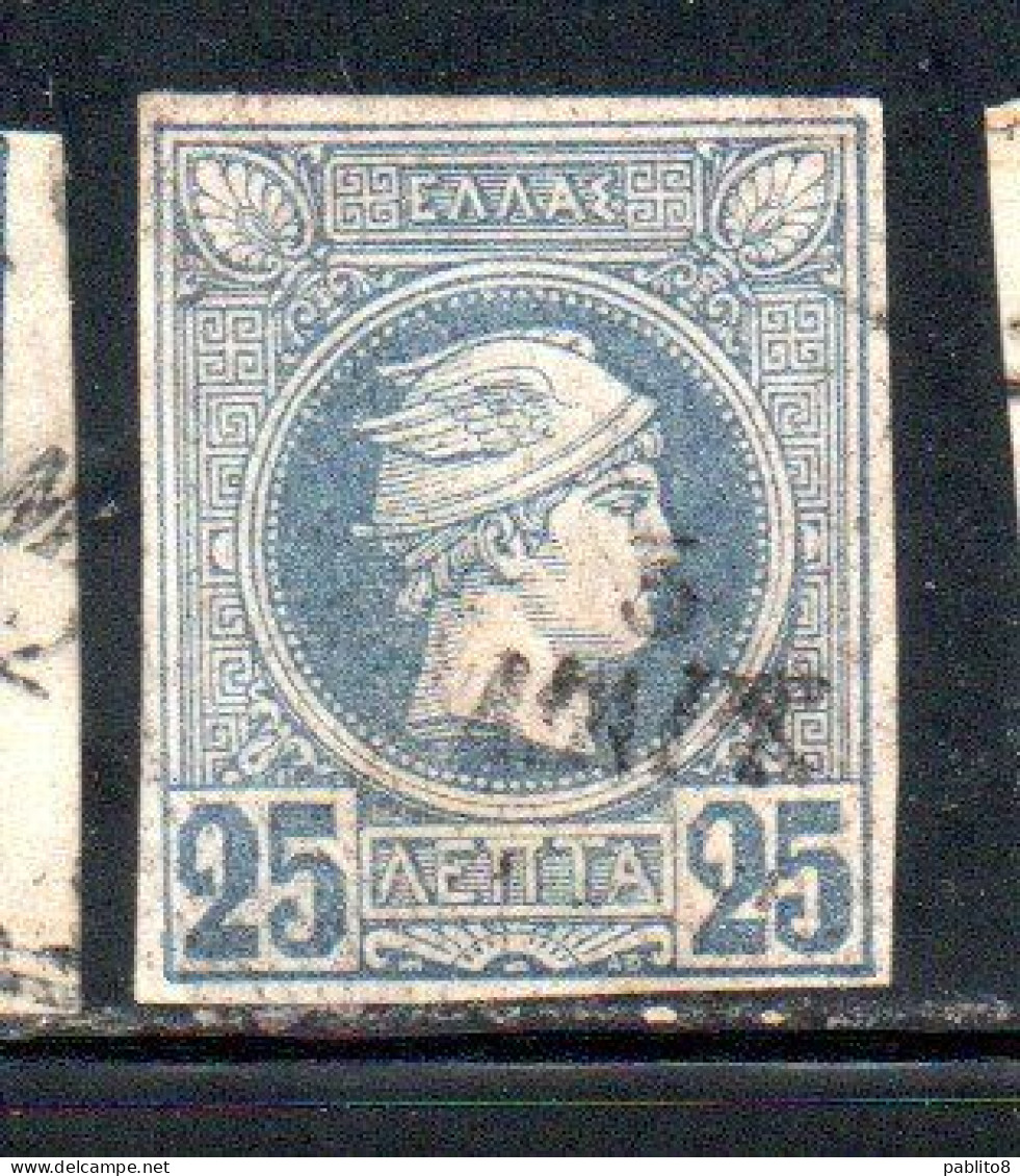 GREECE GRECIA HELLAS 1888 1895 HERMES MERCURY MERCURIO LEPTA 25l USED USATO OBLITERE' - Used Stamps