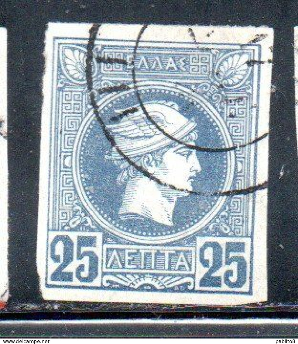 GREECE GRECIA HELLAS 1888 1895 HERMES MERCURY MERCURIO LEPTA 25l USED USATO OBLITERE' - Gebruikt