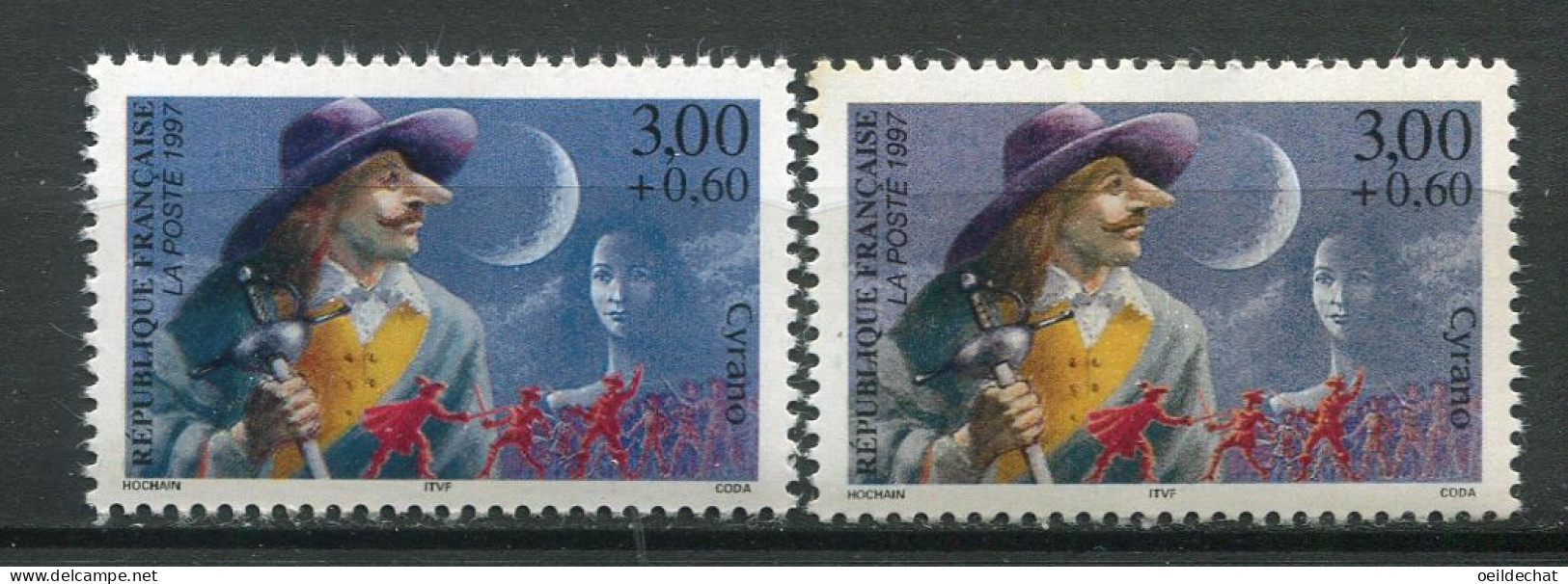 26125 FRANCE N°3118a**(Yvert) 3F+60c. Cyrano : Bleu Au Lieu De Violet + Normal (non Inclus) 1997  TB - Unused Stamps