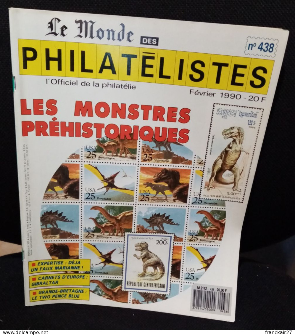 Le Monde Des Philatélistes Thématique Les Montres Préhistoriques Février 1990 N° 438. - Frans