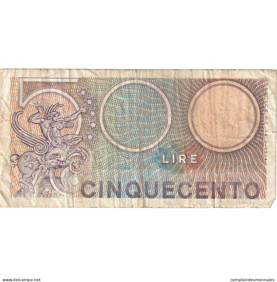 Italie, 500 Lire, 1974, 1974-02-14, KM:94, AB - 500 Liras