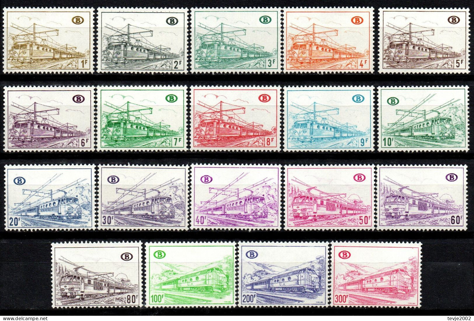 Belgien 1968 - Eisenbahnpaketmarken Mi.Nr. 325 - 343 - Postfrisch MNH - Ungebraucht